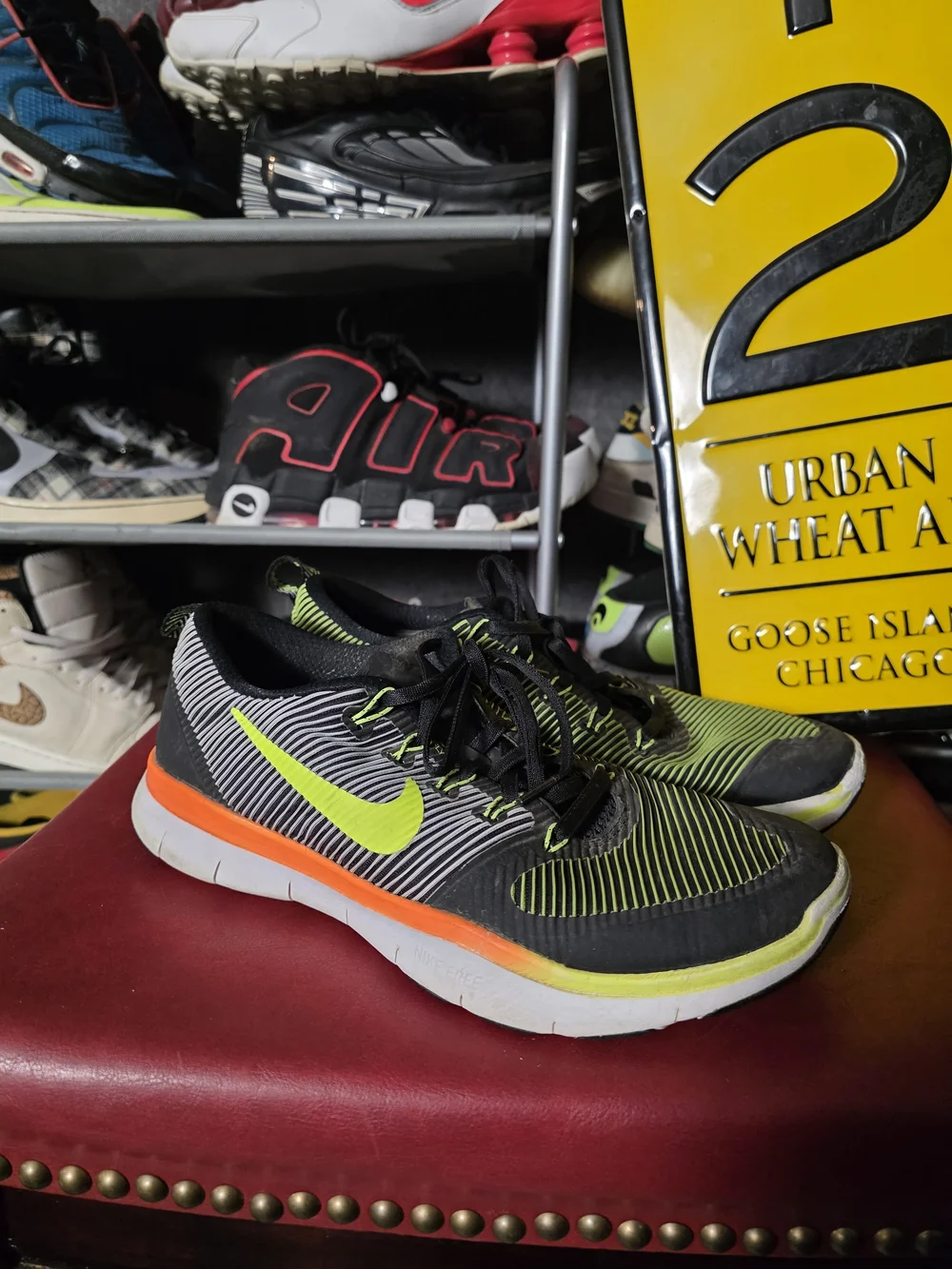 🔥 Nike Men's Free Black Neon Yellow Orange Running Sneakers Size 9.5 - Picture 2 of 9